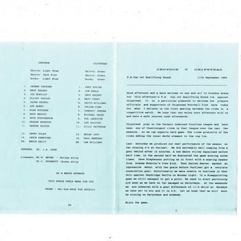 Croydon v Chipstead FA Cup Football Programme 1993/94