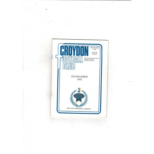 Croydon v Hastings Town FA Cup Football Programme 1995/96