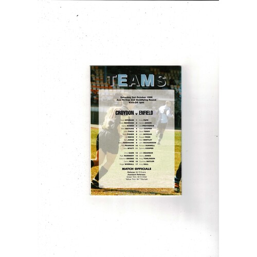 Croydon v Enfield FA Cup Football Programme 1998/99