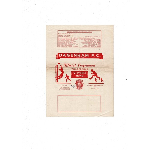 Dagenham v Tonbridge FA Cup Football Programme 1967/68