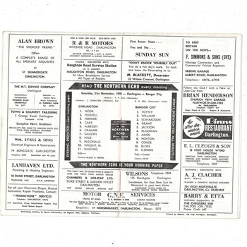 Darlington v Bangor City FA Cup Football Programme 1970/71