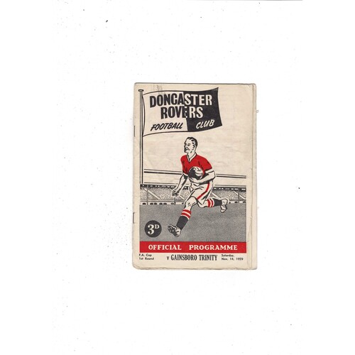 Doncaster Rovers v Gainsborough Trinity FA Cup Football Programme 1959/60