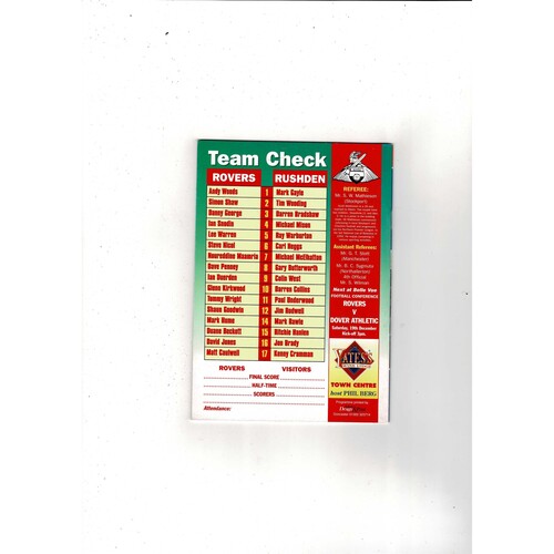 Doncaster Rovers v Rushden & Diamonds FA Cup Football Programme 1998/99