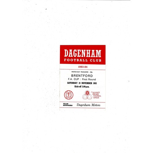 Dagenham v Brentford FA Cup Football Programme 1983/84