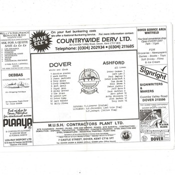 Dover Athletic v Ashford Town (Kent) FA Cup Football Programme 1988/89
