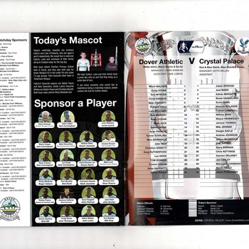 Dover Athletic v Crystal Palace FA Cup Football Programme 2014/15