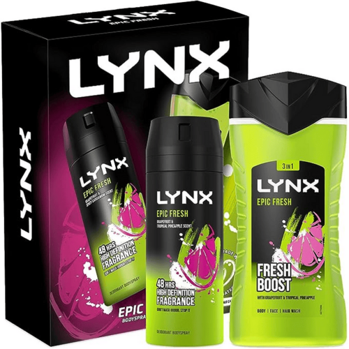 Lynx Epic Fresh 2pcs Gift Set For Men Bodywash 225ml & Bodyspray 150ml