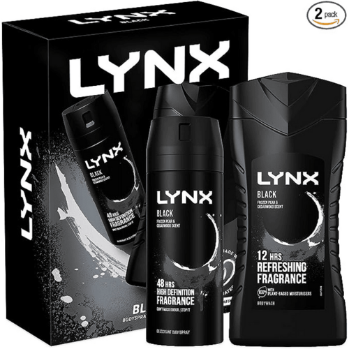 Lynx Black Duo Gift Set For Him - Lynx Black Body Spray 150ml & Lynx Black Body Wash 225ml