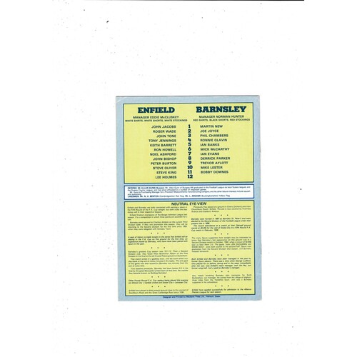 Enfield v Barnsley FA Cup Replay Football Programme 1980/81 @ Spurs