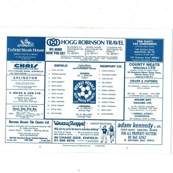 Enfield v Newport County FA Cup Football Programme 1982/83