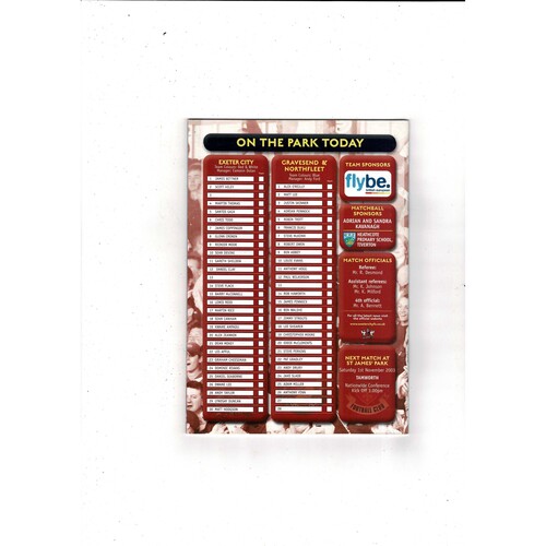 Exeter City v Gravesend & Northfleet FA Cup Football Programme 2003/04