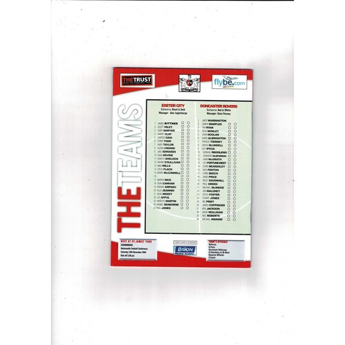 Exeter City v Doncaster Rovers FA Cup Football Programme 2004/05