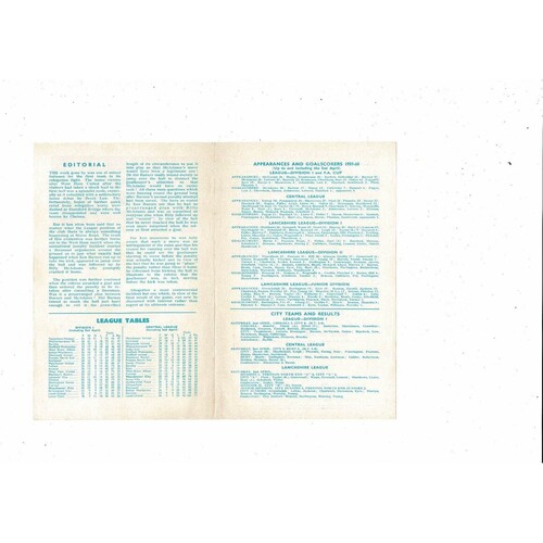 Manchester City v Blackburn Rovers Central League Football Programme 1959/60