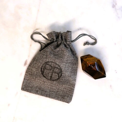 Tigers Eye Palm Stone Faceted sides.