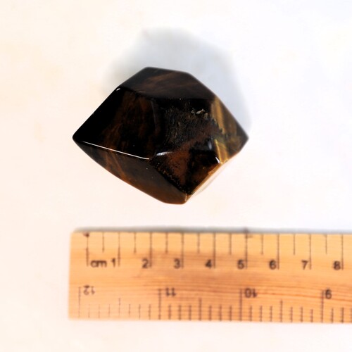 Tigers Eye Palm Stone Faceted sides.