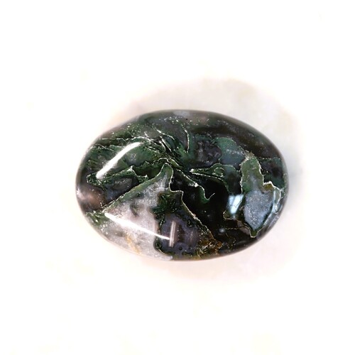 Green Moss Agate Palm Stone