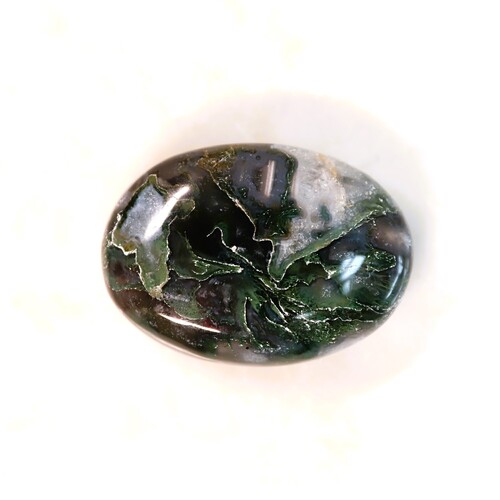 Green Moss Agate Palm Stone