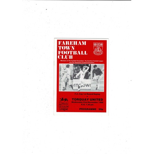 Fareham Town v Torquay United FA Cup Replay Football Programme 1988/89