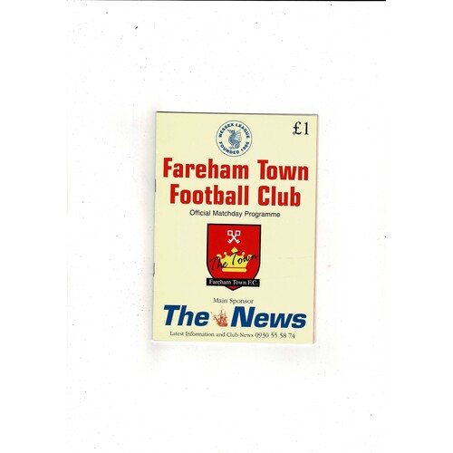 Fareham Town v Croydon FA Cup Football Programme 1998/99