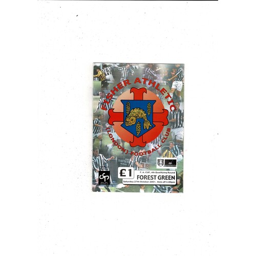 Fisher Athletic v Forest Green Rovers FA Cup Football Programme 2001/02