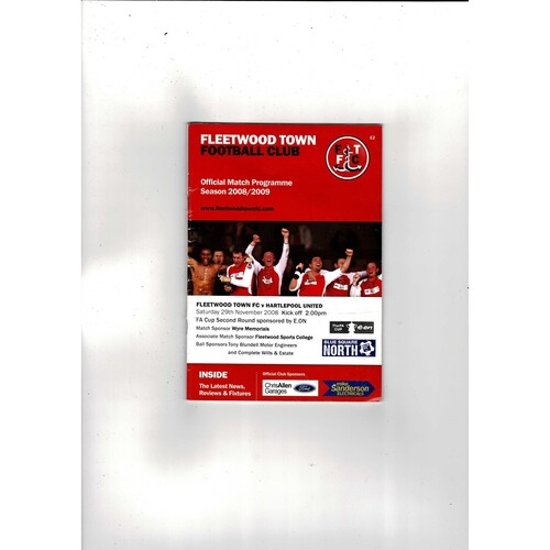 Fleetwood Town v Hartlepool United FA Cup Football Programme 2008/09