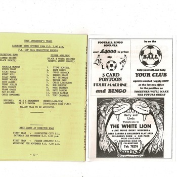 Folkestone Town v Fisher Athletic FA Cup Football Programme 1984/85