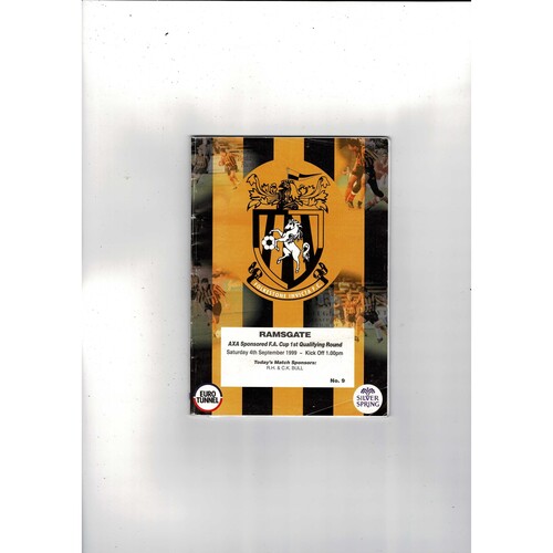 Folkstone Invicta v Ramsgate FA Cup Football Programme 1999/00