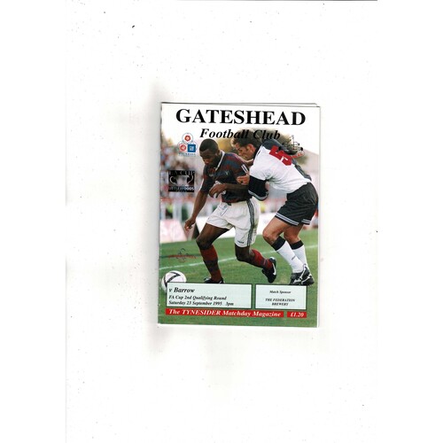 Gateshead v Barrow FA Cup Football Programme 1995/96