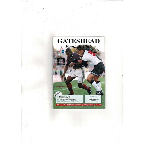 Gateshead v Dunston FB FA Cup Football Programme 1995/96