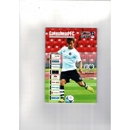 Gateshead v Warrington Town FA Cup Football Programme 2014/15