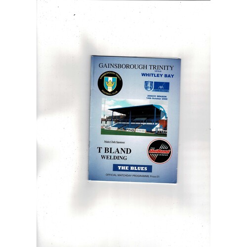 Gainsborough Trinity v Whitley Bay FA Cup Football Programme 2000/01