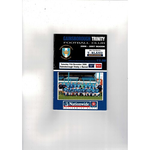 Gainsborough Trinity v Barnet FA Cup Football Programme + Press cuttings 2006/07