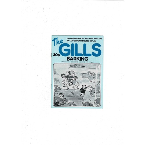 Gillingham v Barking FA Cup Replay Football Programme 1981/82