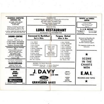 Gravesend & Northfleet v Torquay United FA Cup Football Programme 1979/80