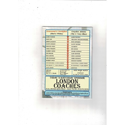 Gravesend & Northfleet v Croydon FA Cup Football Programme + Press cuttng 2000/01