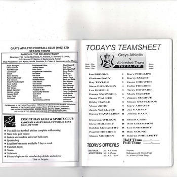 Grays Athletic v Aldershot FA Cup Football Programme 1998/99