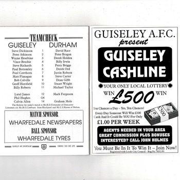 Guiseley v Durham City FA Cup Football Programme 1994/95