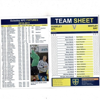 Guiseley v Whitley Bay FA Cup Football Programme 2010/11