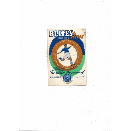 1950/51 Birmingham City v Brentford Football Programme