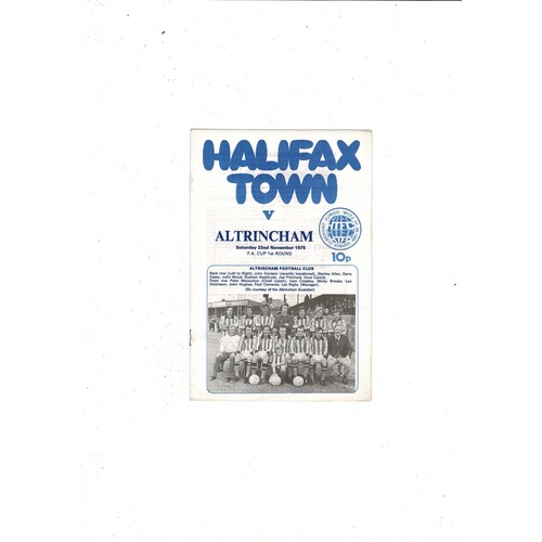 Halifax Town v Altrincham FA Cup Football Programme 1975/76