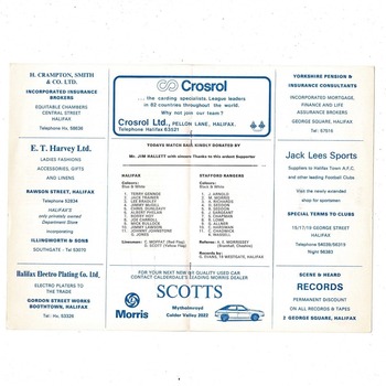 Halifax Town v Stafford Rangers FA Cup Replay Football Programme 1976/77