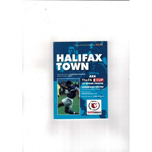 Halifax Town v Cambridge United FA Cup Football Programme 2004/05