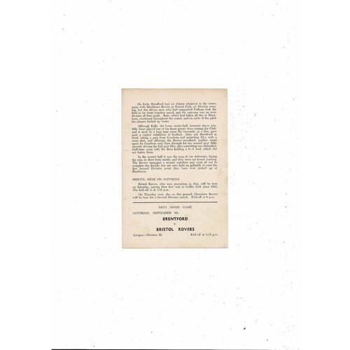 Brentford v Queens Park Rangers Football Combination Cup Programme 1953/54