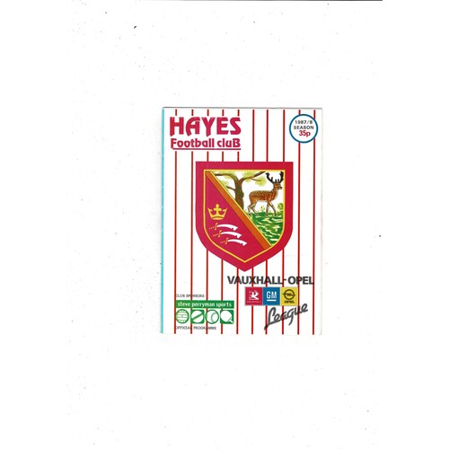 Hayes v Fisher Athletic FA Cup Football Programme 1987/88