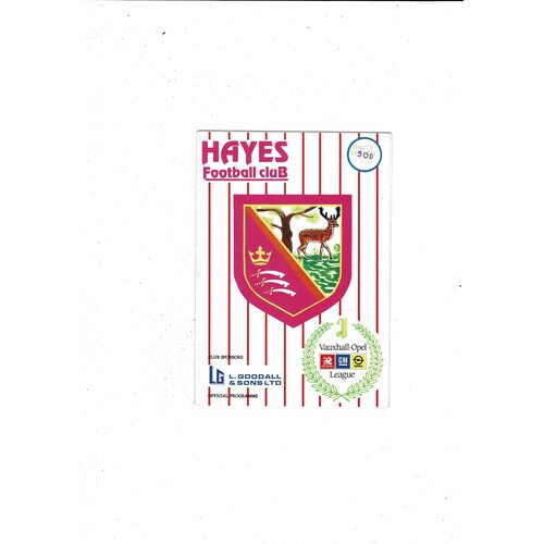 Hayes v Peterborough United FA Cup Replay Football Programme 1989/90