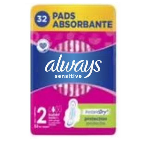 Always sensative sanitary pad super with wings 32 pads