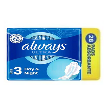 Always sensative sanitary pad day & night with wings 28 pads