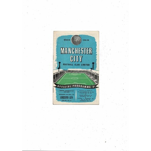 1958/59 Manchester City v Leicester City Football Programme
