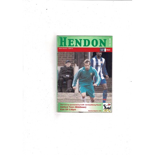 Hendon v Ashford Town (Middlesex) FA Cup Football Programme 2009/10