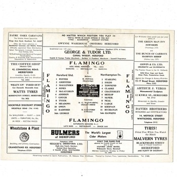 Hereford United v Northampton Town FA Cup Football Programme 1971/72